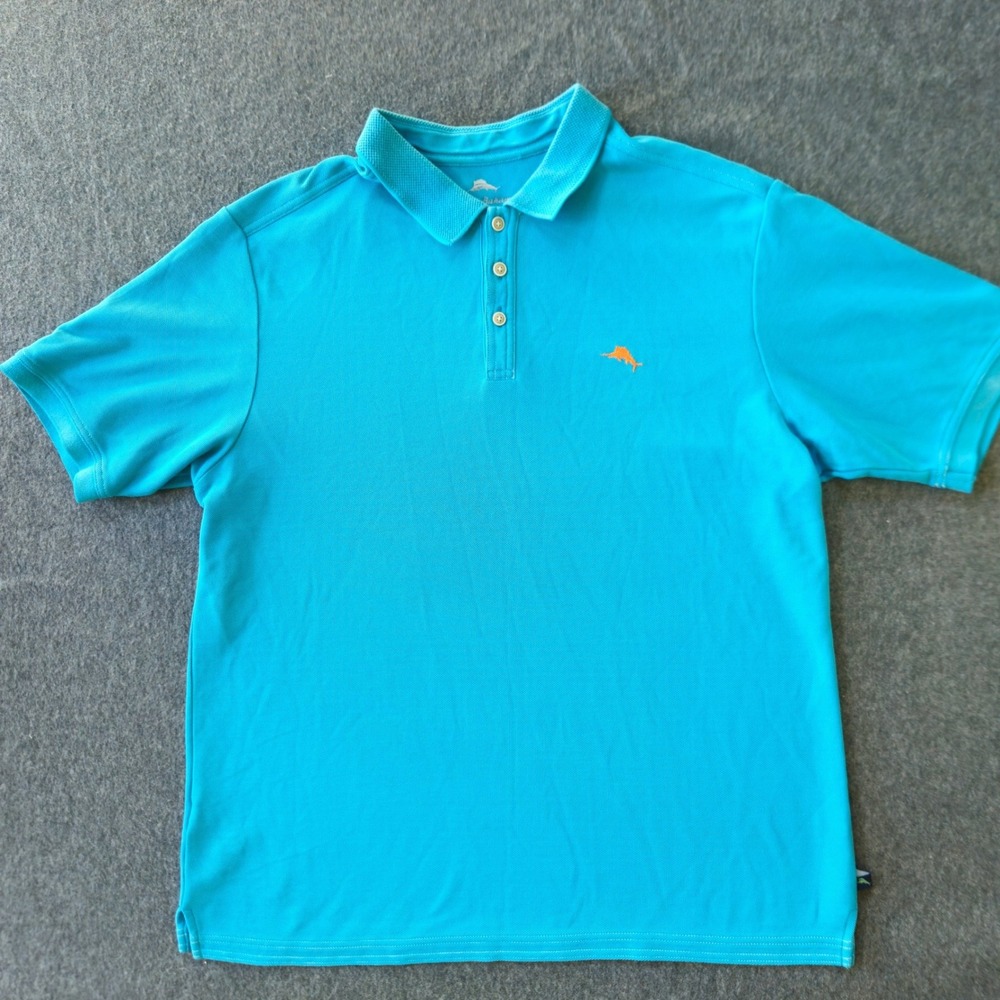 Tommy Bahama Mens Supima Cotton Polo Marlin Logo‎ Large Preppy Activewear Golf